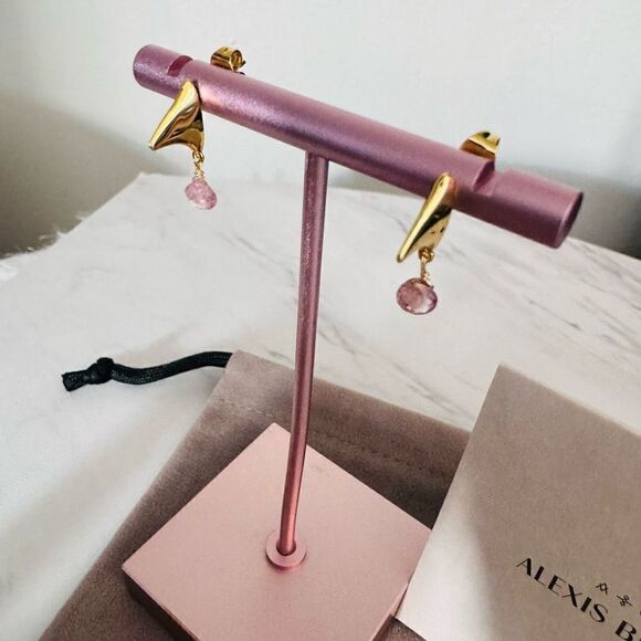 Alexas Bittar Asterales Thorn 14K Goldplated & Pink Tourmaline Drop Earrings NWT - Picture 7 of 16